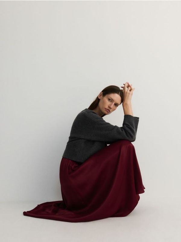 Reserved Reserved - Satenska midi suknja - burgundy