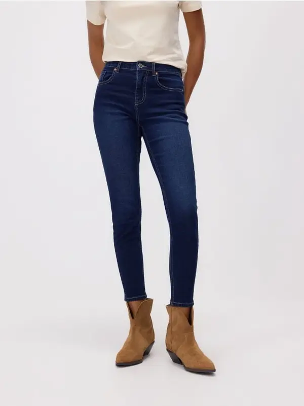 Reserved Reserved - Skinny push-up traperice - mornarsko plava