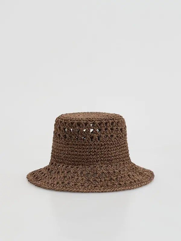 Reserved Reserved - Slamnati šešir bucket - smeđi