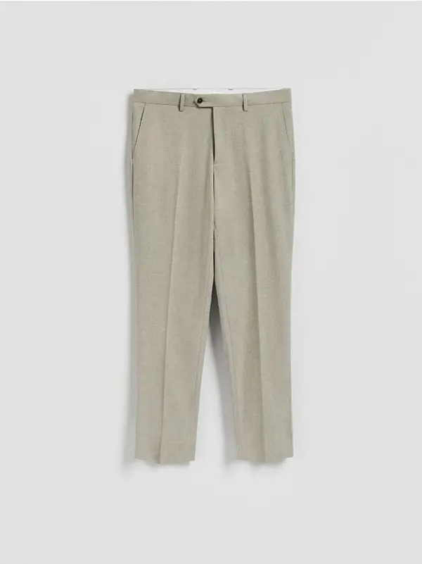 Reserved Reserved - Slim fit hlače od odijela - svjetlomaslinasto