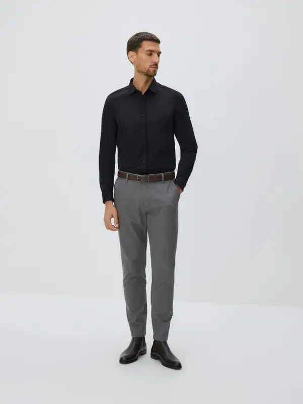 Reserved Reserved - Slim fit hlače od pamuka - tamnosivo