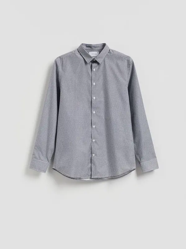 Reserved Reserved - Slim fit košulja s uzorkom - mornarsko plava