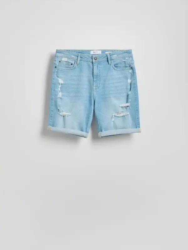 Reserved Reserved - Slim fit kratke hlače od trapera - plava
