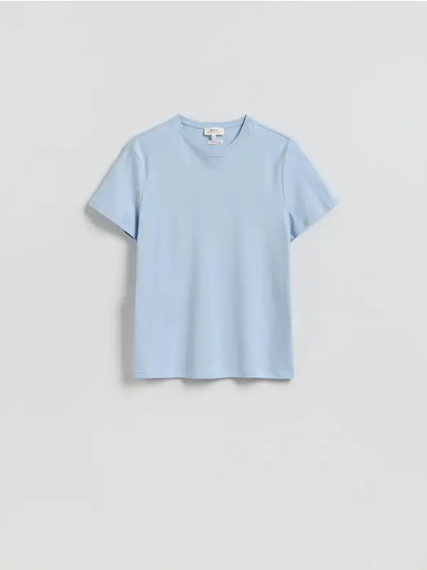 Reserved Reserved - Slim fit majica od merceriziranog pamuka - bljedoplavo