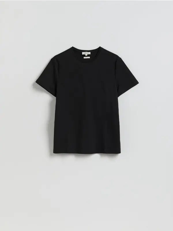 Reserved Reserved - Slim fit majica od merceriziranog pamuka - crno