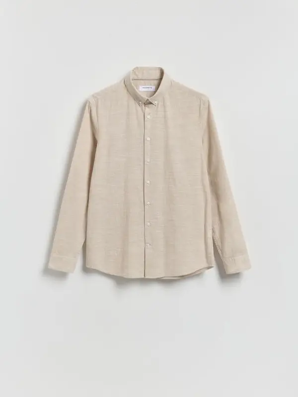 Reserved Reserved - Slim fit pamučna košulja - bež