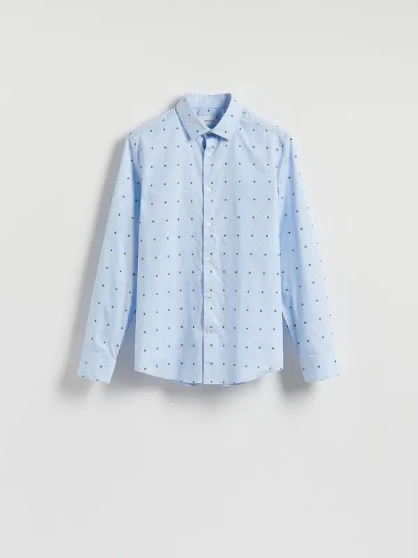 Reserved Reserved - Slim fit pamučna košulja - bljedoplavo
