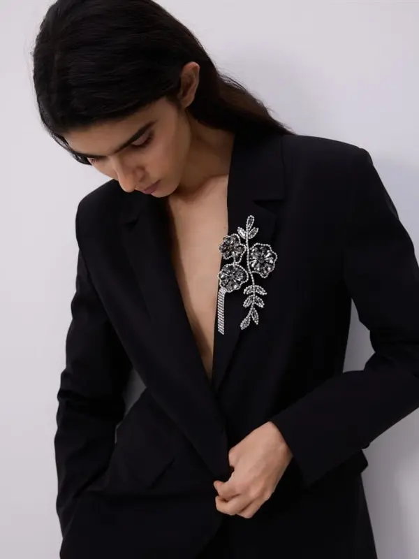 Reserved Reserved - Slim fit sako od mješavine vune - crno