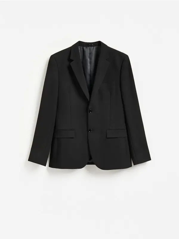Reserved Reserved - Slim fit sako s dodatkom viskoze - crno