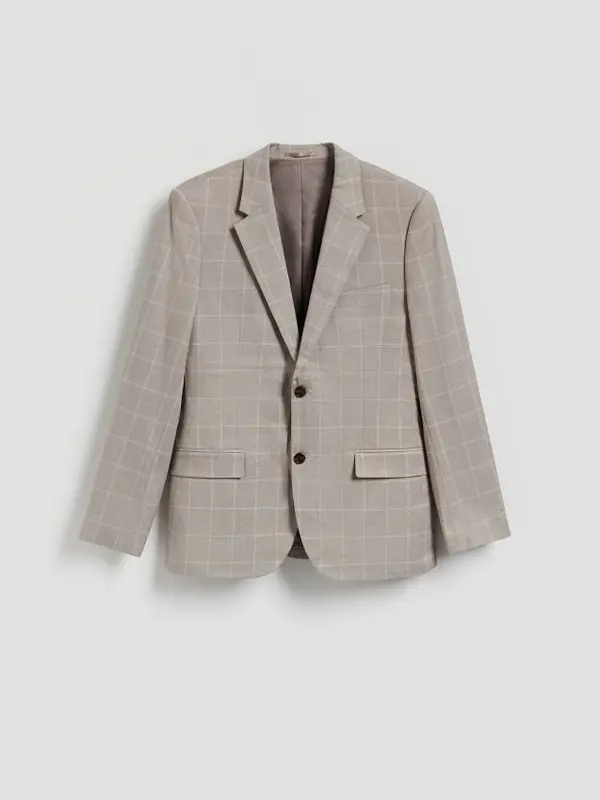 Reserved Reserved - Slim fit sako s mješavinom viskoze - boja kave