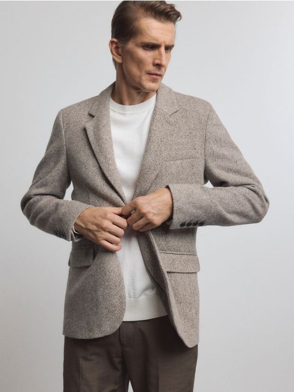 Reserved Reserved - Slim fit sako s visokim udjelom vune - šaren