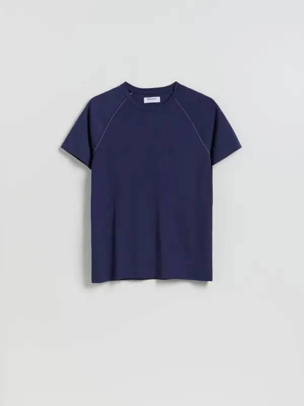 Reserved Reserved - Slim fit top s mješavinom viskoze - mornarsko plava