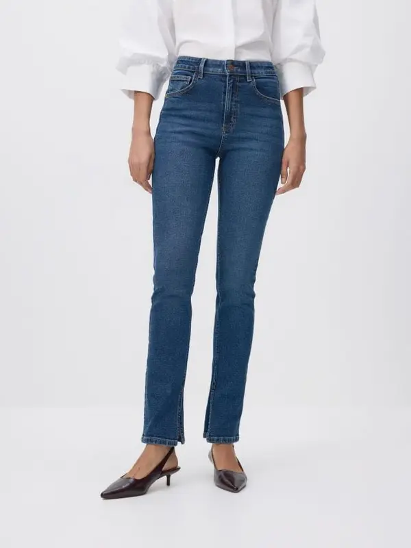 Reserved Reserved - Slim fit traperice visokog struka - mornarsko plava