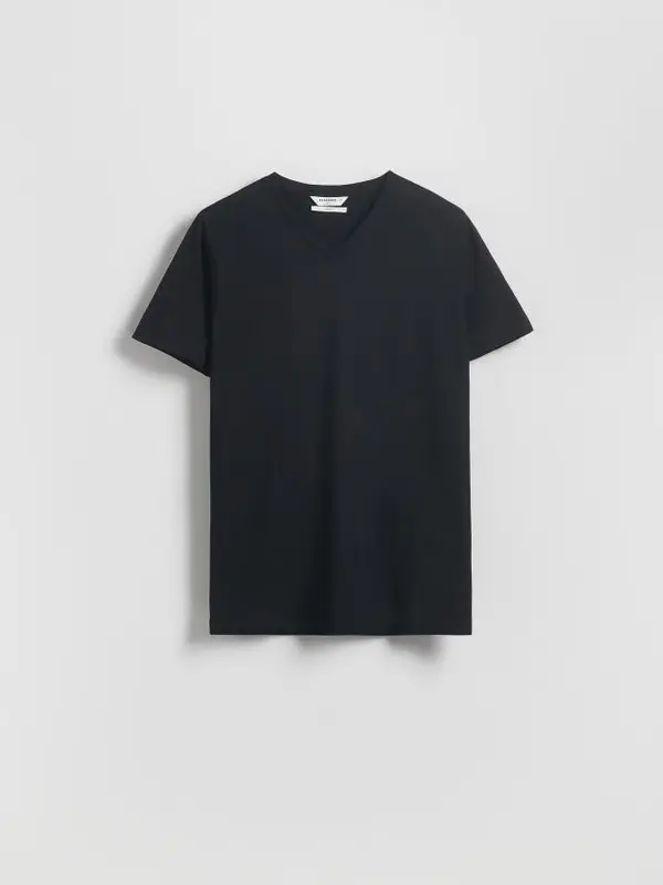 Reserved Reserved - Slim majica kratkih rukava s V-izrezom - crno