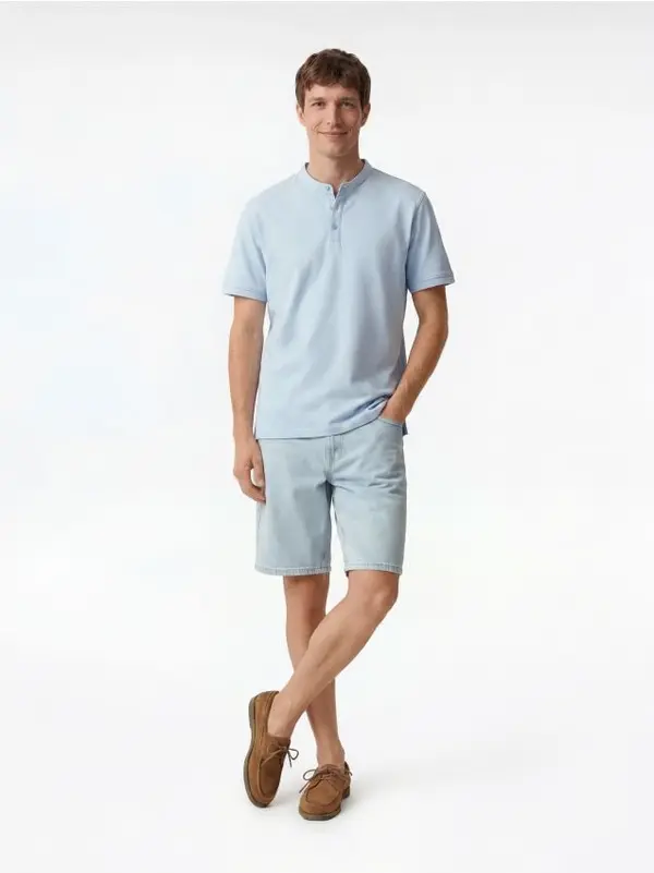 Reserved Reserved - Slim polo-majica - bljedoplavo