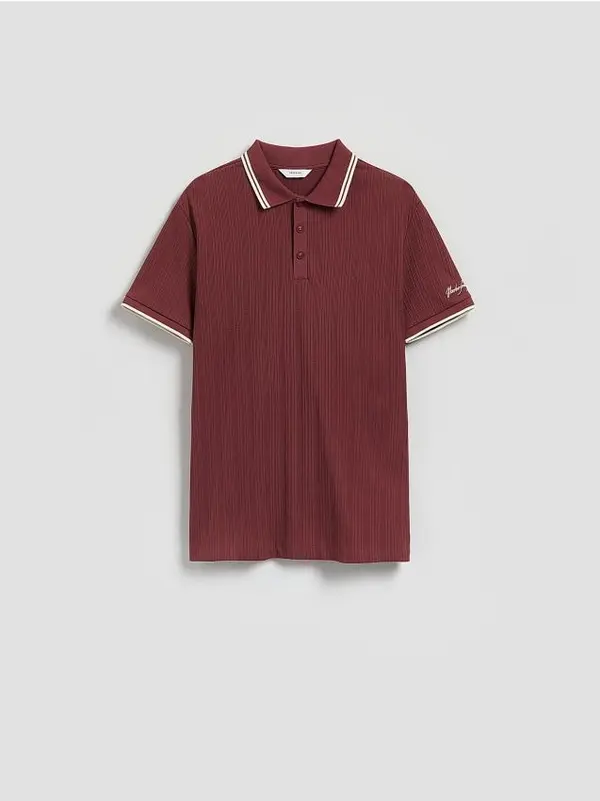 Reserved Reserved - Slim polo-majica - boja kestena