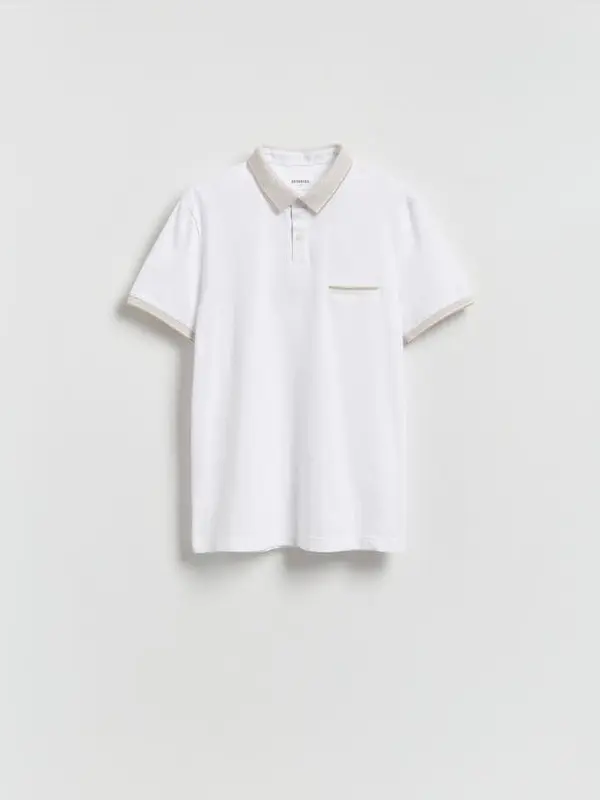 Reserved Reserved - Slim polo-majica s visokim udjelom pamuka - bijela