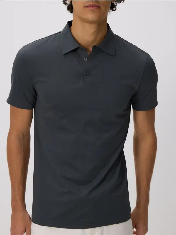 Reserved Reserved - Slim polo-majica - tamnosivo