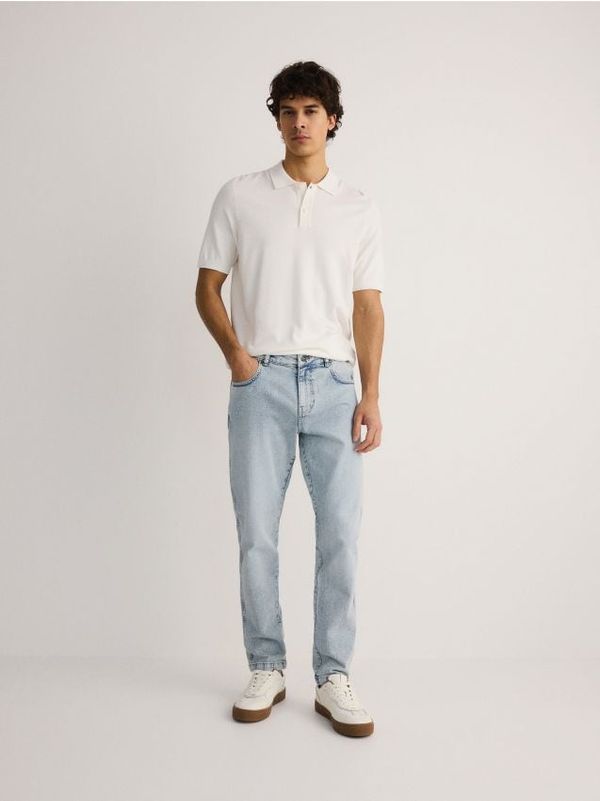 Reserved Reserved - Slim traperice isprana izgleda - plava