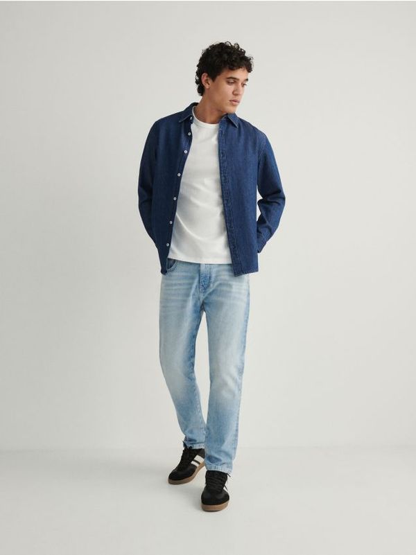 Reserved Reserved - Slim traperice isprana izgleda - plava