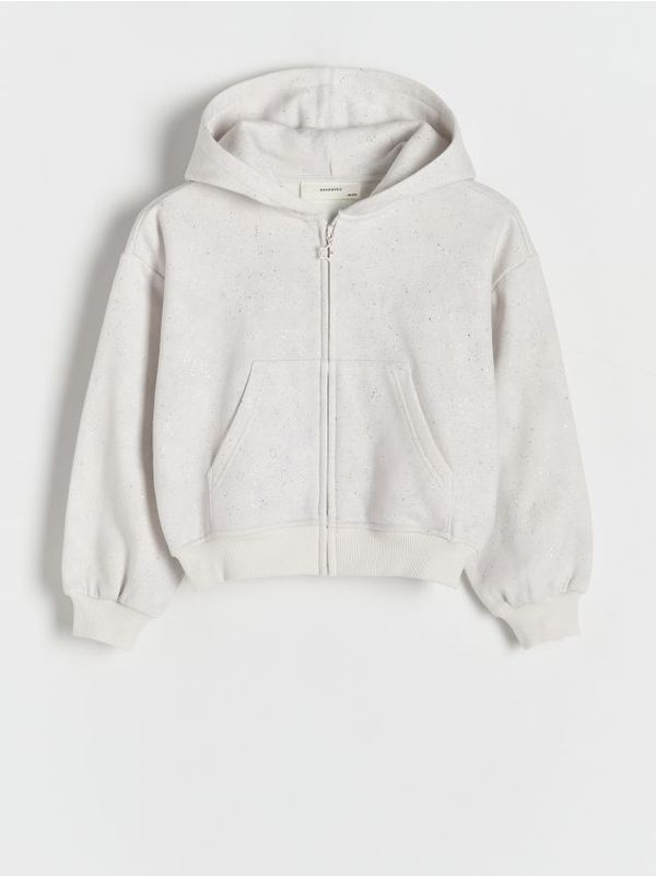 Reserved Reserved - Šljokičasta majica s kapuljačom - light grey