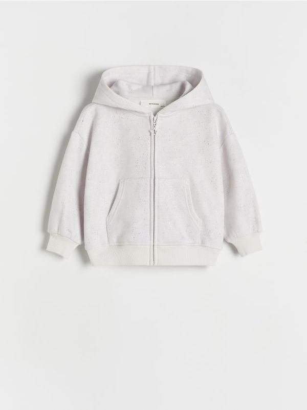 Reserved Reserved - Šljokičasta majica s kapuljačom - light grey