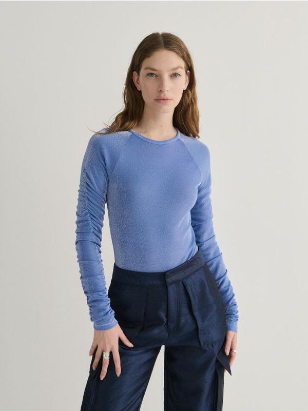 Reserved Reserved - Šljokičasti bodi s nabranim detaljima - svjetloplavo