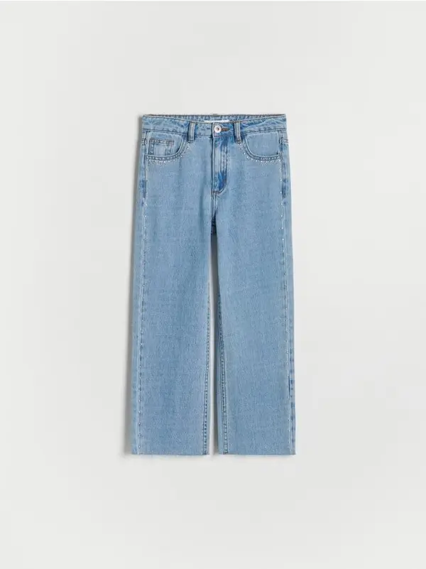 Reserved Reserved - Straight fit traperice s nitnama - plava