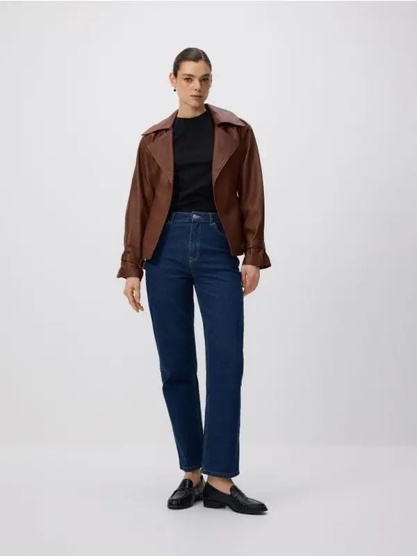 Reserved Reserved - Straight traperice visokog struka - indigo jeans
