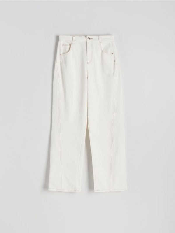 Reserved Reserved - Straight traperice visokog struka - krem