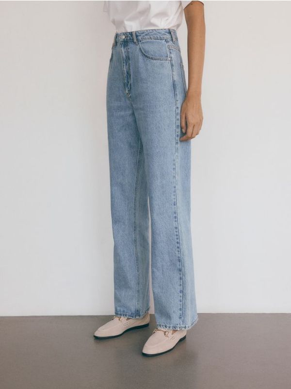 Reserved Reserved - Straight traperice visokog struka - plava