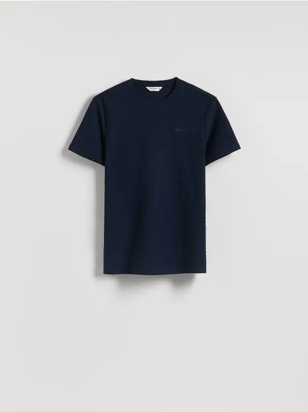 Reserved Reserved - Strukturirana majica slim fit - mornarsko plava