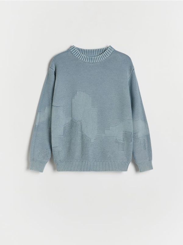 Reserved Reserved - Strukturirani džemper - tamnotirkizno