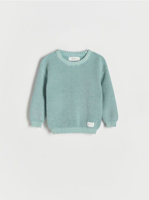 Reserved Reserved - Strukturirani pamučni džemper - bljedoplavo