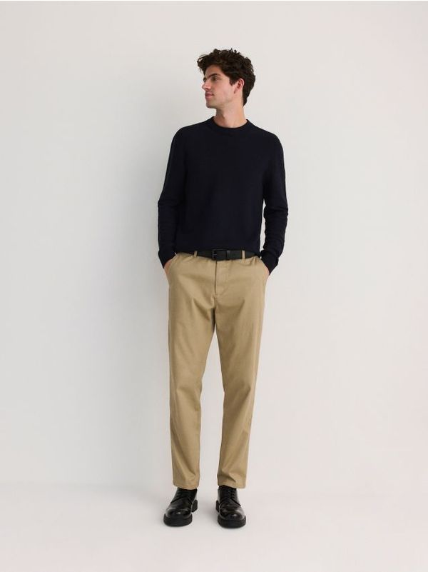 Reserved Reserved - Strukturirani pamučni džemper - mornarsko plava