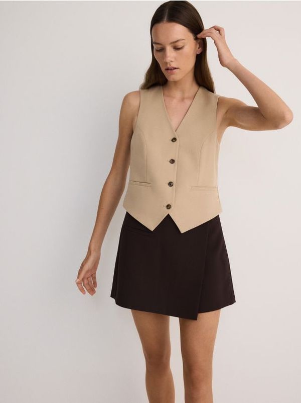 Reserved Reserved - Suknja-hlače s mješavinom viskoze - tamnosmeđe