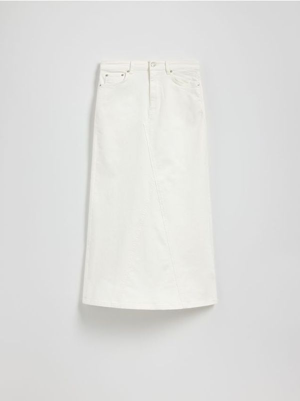 Reserved Reserved - Suknja od trapera s ukrasnim šavovima - bijela