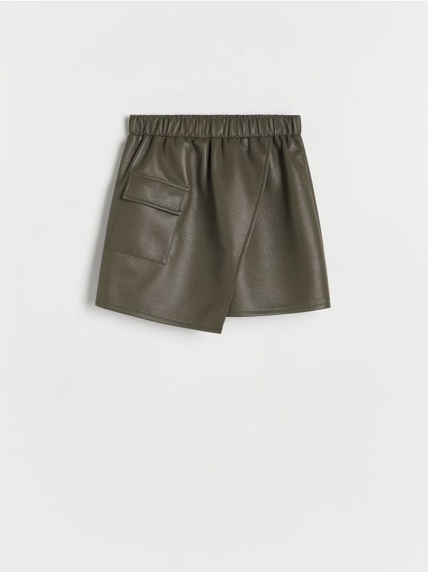 Reserved Reserved - Suknja od umjetne kože - svjetlozeleno