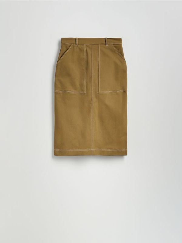 Reserved Reserved - Suknja s džepovima - toplomaslinasto