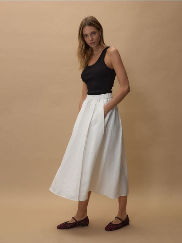 Reserved Reserved - Suknja s visokim udjelom lana - bijela