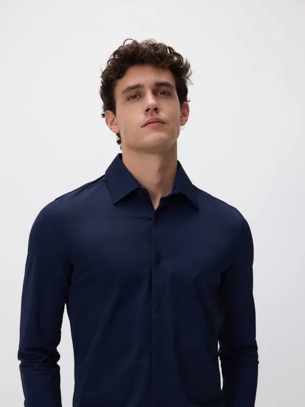 Reserved Reserved - Super slim fit obična košulja - mornarsko plava