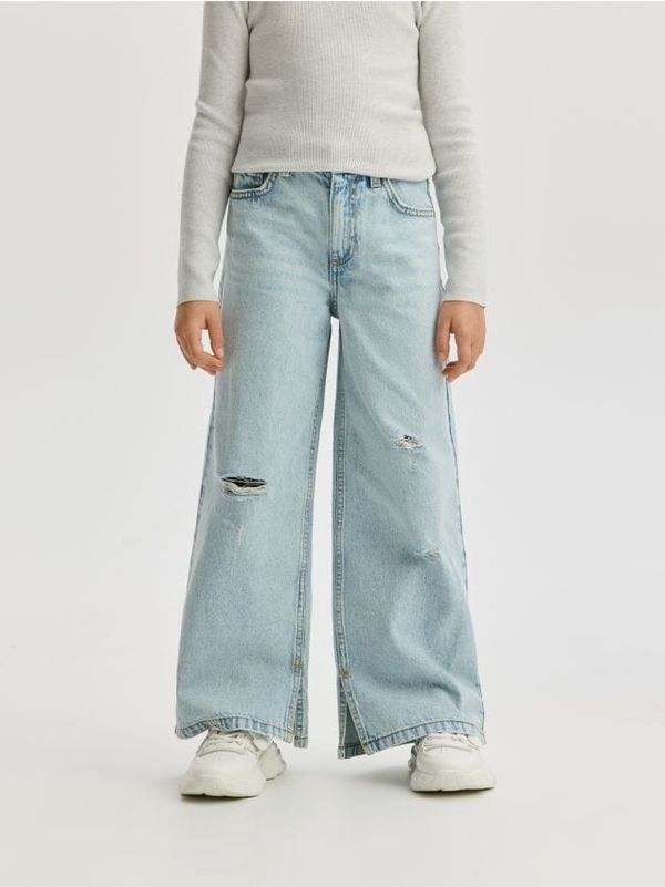 Reserved Reserved - Super wide leg traperice s detaljima - plava