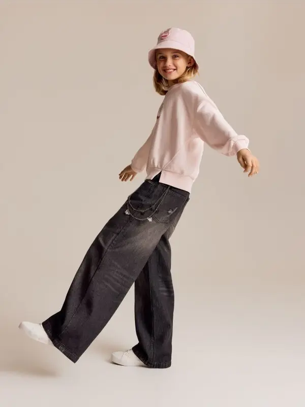 Reserved Reserved - Super wide leg traperice s lancem - crno