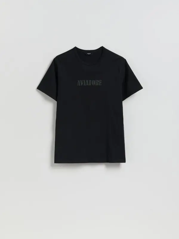 Reserved Reserved - T-shirt slim s printom - crno