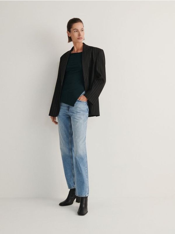 Reserved Reserved - Top dugih rukava s asimetričnim porubom - plavozeleno