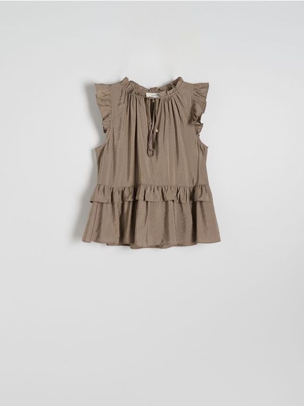 Reserved Reserved - Top na vezanje - prljavozeleno