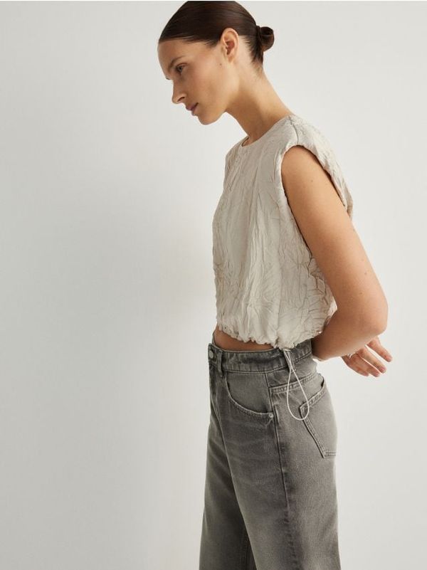 Reserved Reserved - Top od nabrane tkanine - light grey