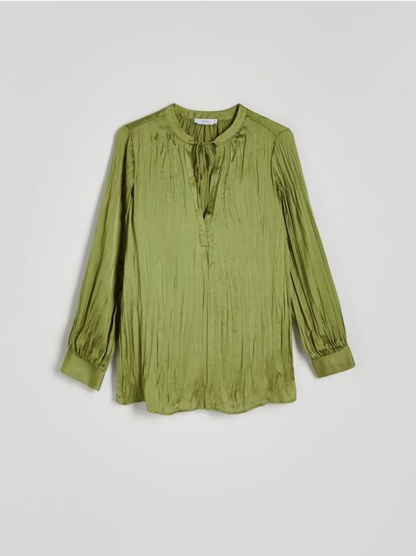 Reserved Reserved - Top od nabrane tkanine - žutozeleno