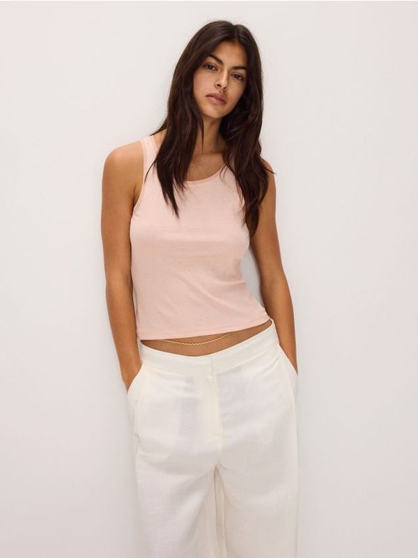 Reserved Reserved - Top od rebrastog žerseja - boja pšenice