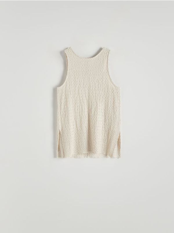 Reserved Reserved - Top od strukturiranog žerseja - krem